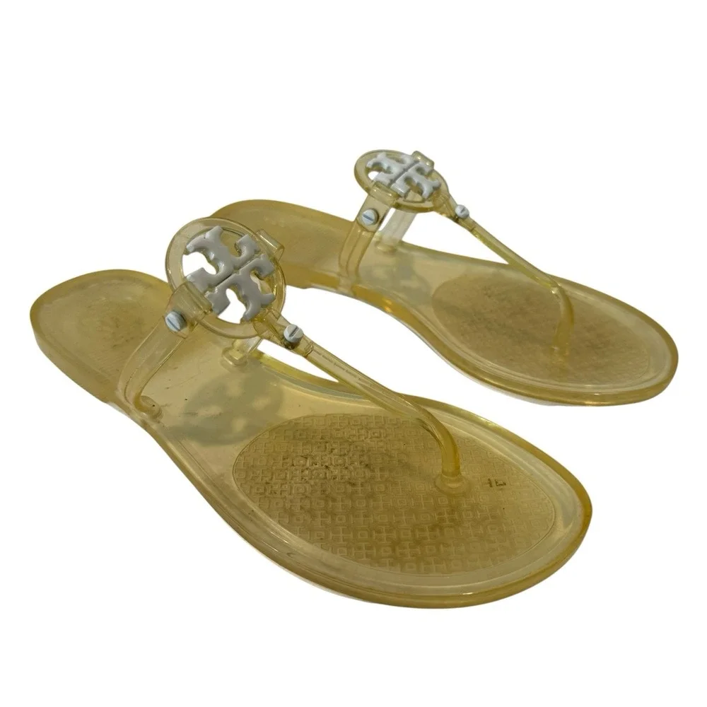 Tory Burch Mini Miller‎ Thong Sandals Clear Yellow Jelly Flip Flops Size 6  S3